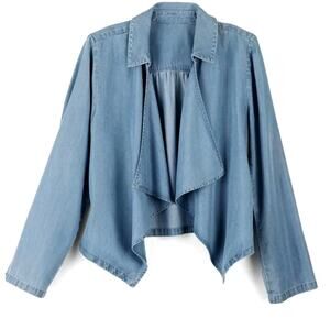 Soft Surroundings Fontanne Open Jacket Light Denim Blue Size L